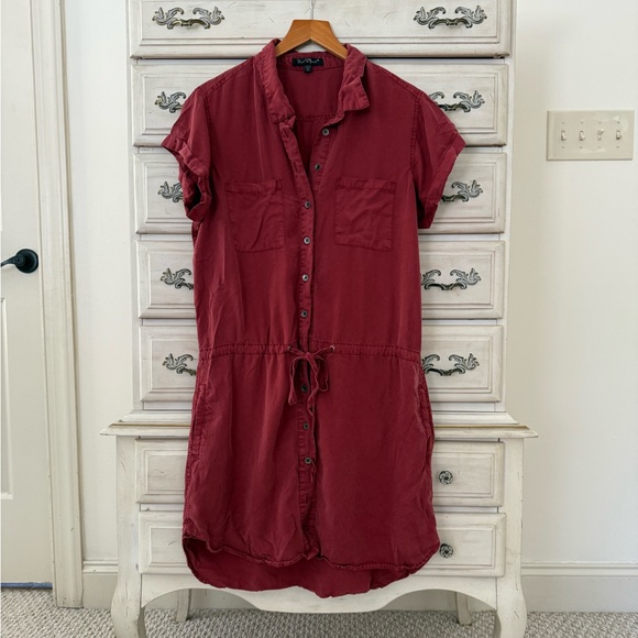 Vici Red Chambray Button Shirt Dress - Picture 1 of 4
